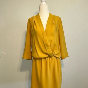 Amanda Uprichard Mustard Long Sleeve Dress